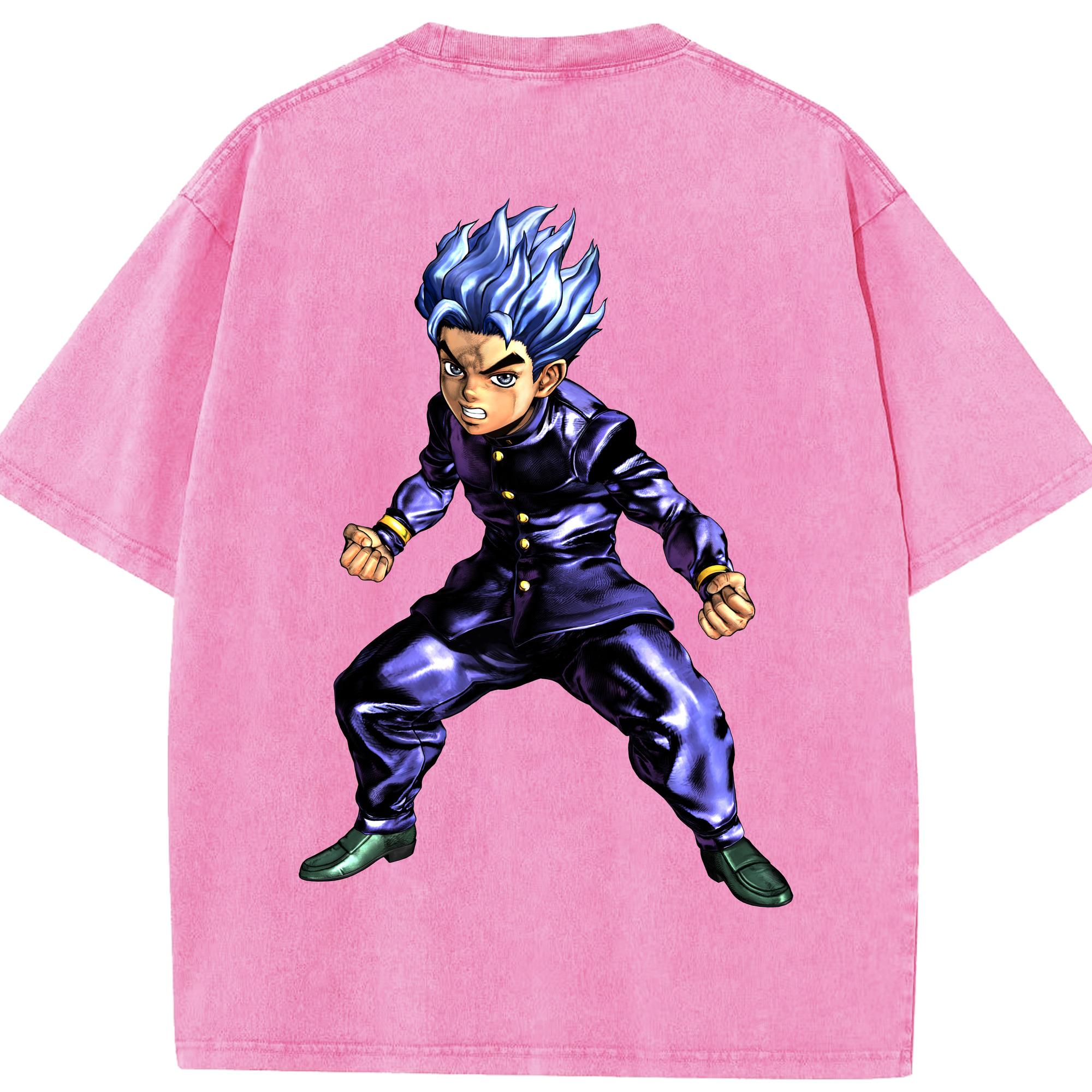 （画像用） ジョジョの奇妙な冒険 広瀨康一 JoJo's Bizarre Adventure Hirose Koichi 綿100% ヴィンテージ風 半袖Tシャツ（背面プリント）